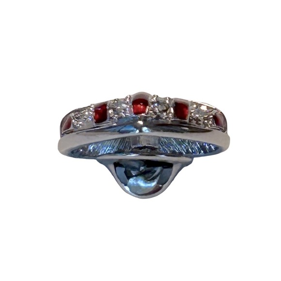 SWAROVSKI CRYSTAL Heart shape Brooch pin American flag Patriotic Beautiful Bling - Picture 5 of 10